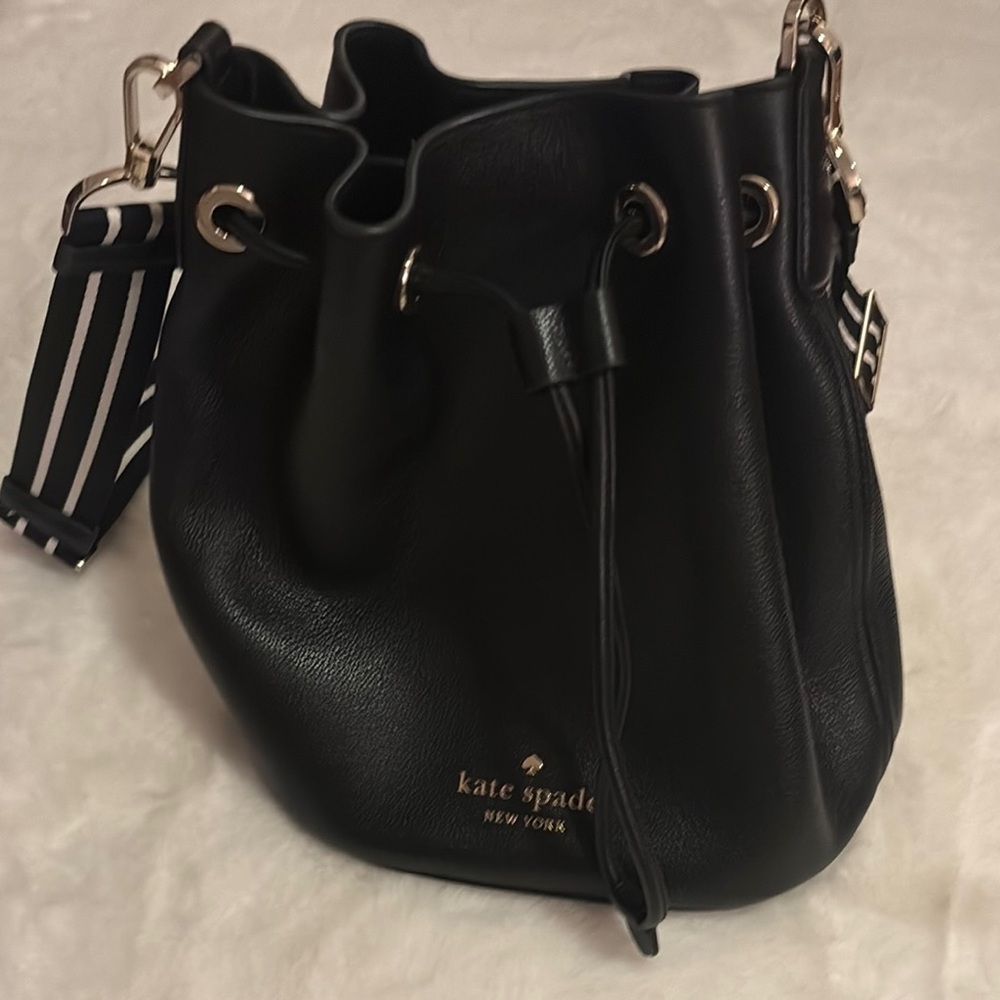 Kate Spade Black Shoulder Bag with Drawstring Closure